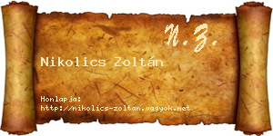 Nikolics Zoltán névjegykártya